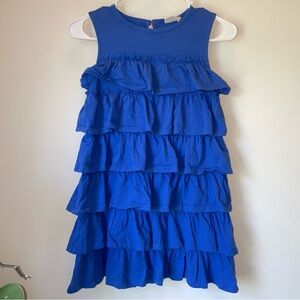 Mini Boden Vibrant Blue Tiered Ruffled Kids Dress